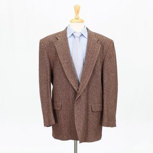 Lands End Brown 46R Brown Herringbone Tweed 2B Sport Coat Blazer Jacket …